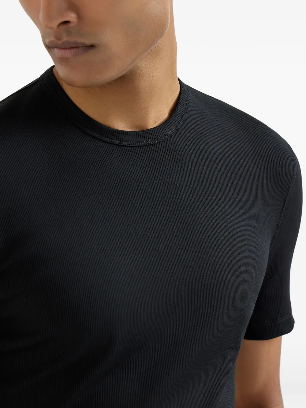 Brunello Cucinelli Geribbeld T-shirt met ronde hals Zwart