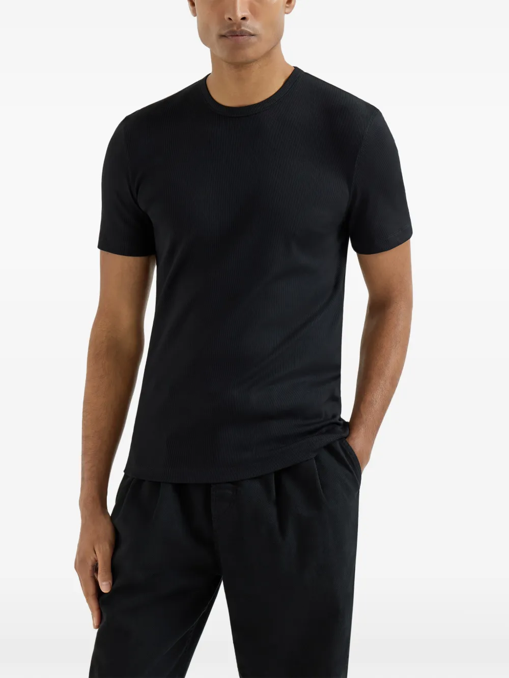 Brunello Cucinelli Geribbeld T-shirt met ronde hals Zwart