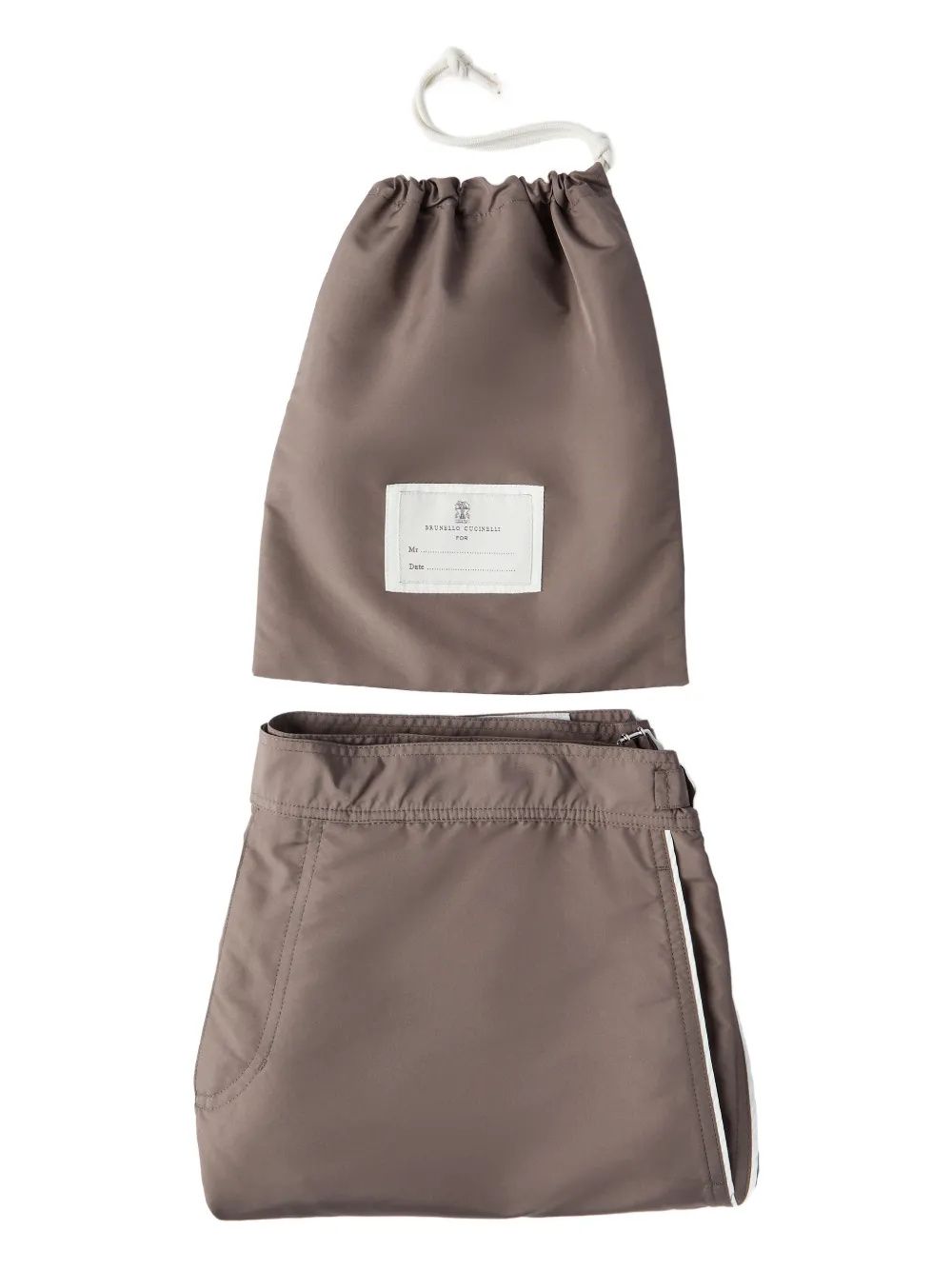Brunello Cucinelli Zwembroek met tailleband en afwerking Bruin