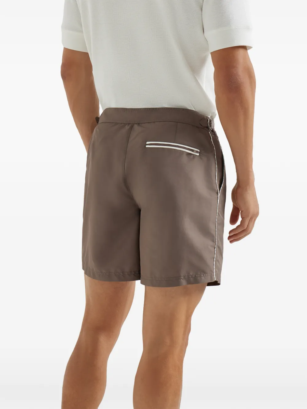 Brunello Cucinelli Zwembroek met tailleband en afwerking Bruin