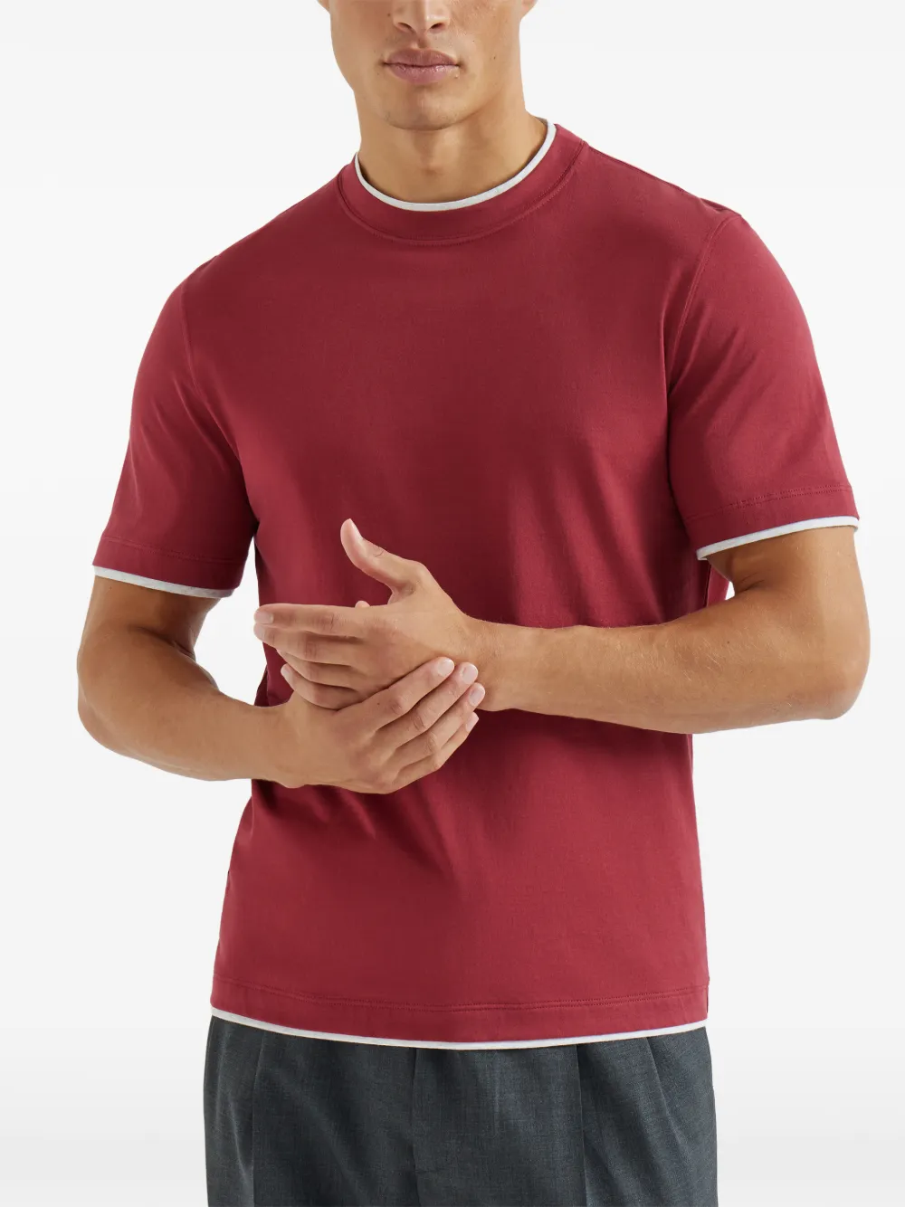 Crew-Neck Faux-Layering T-Shirt