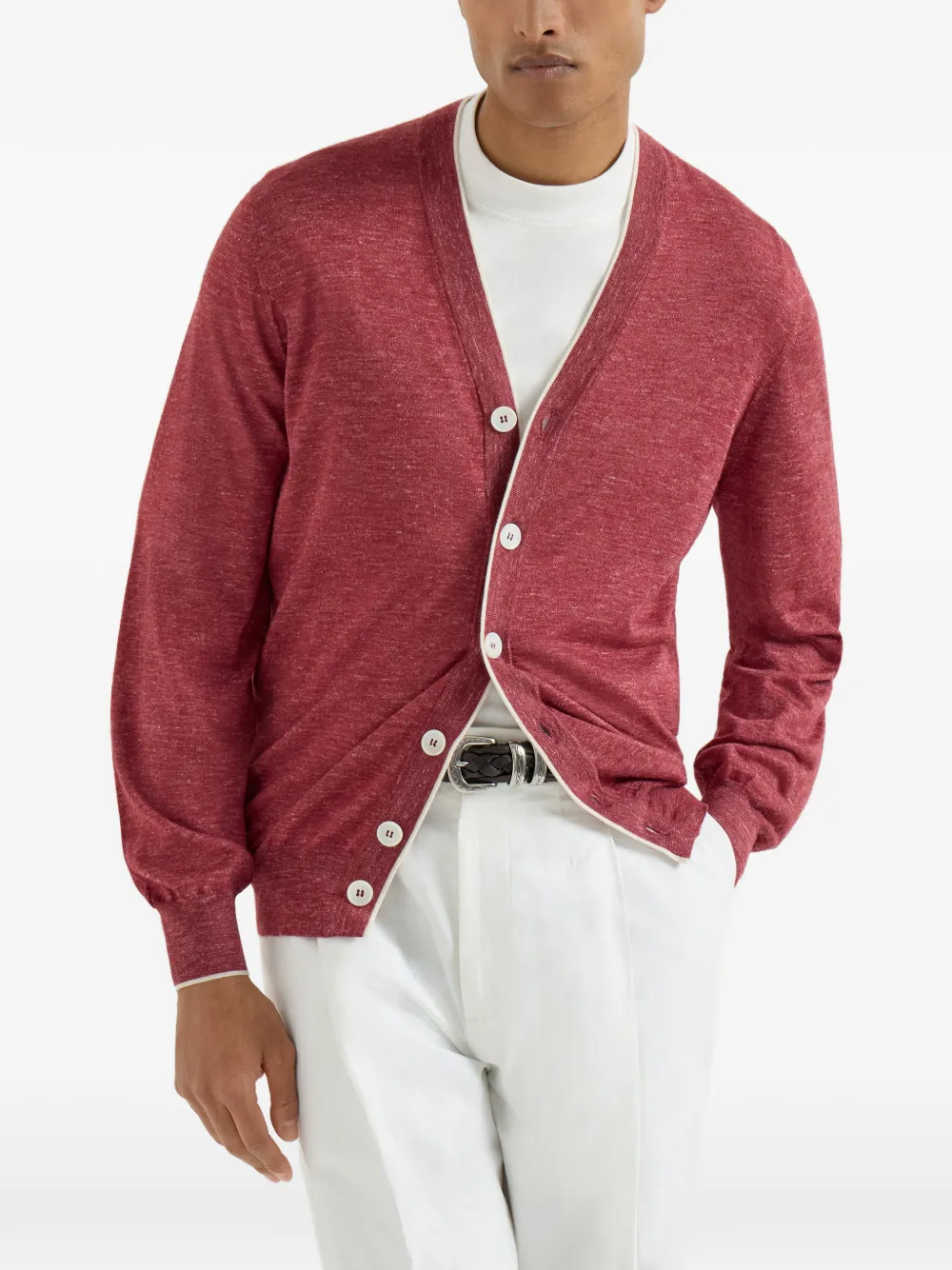  Brunello Cucinelli Button-fastening V-neck Cardigan - Red 