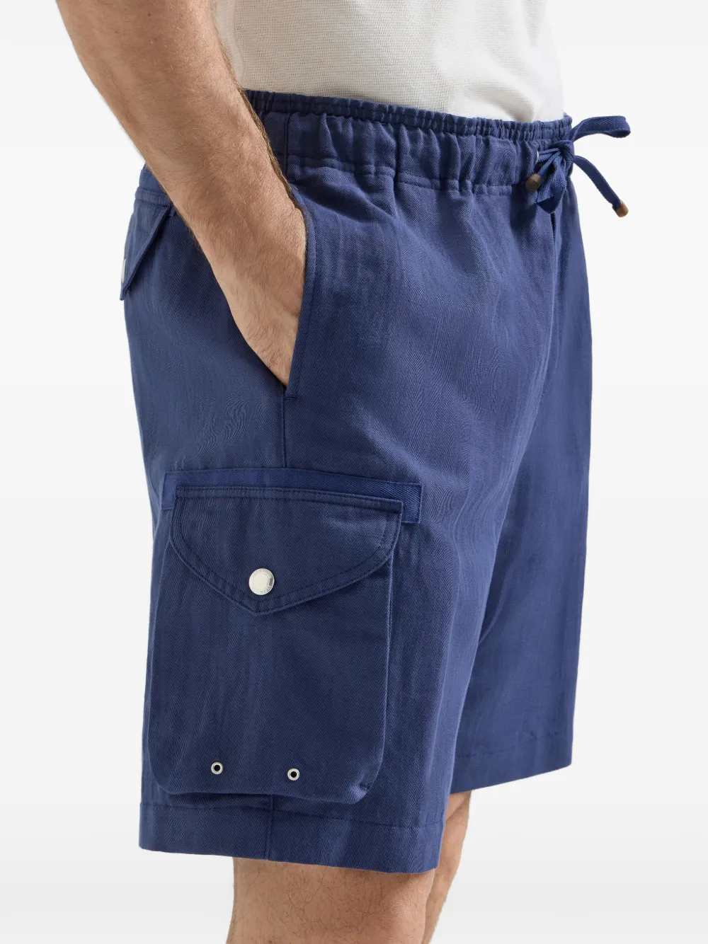 Brunello Cucinelli Shorts met trekkoordsluiting en cargo-zakken Blauw
