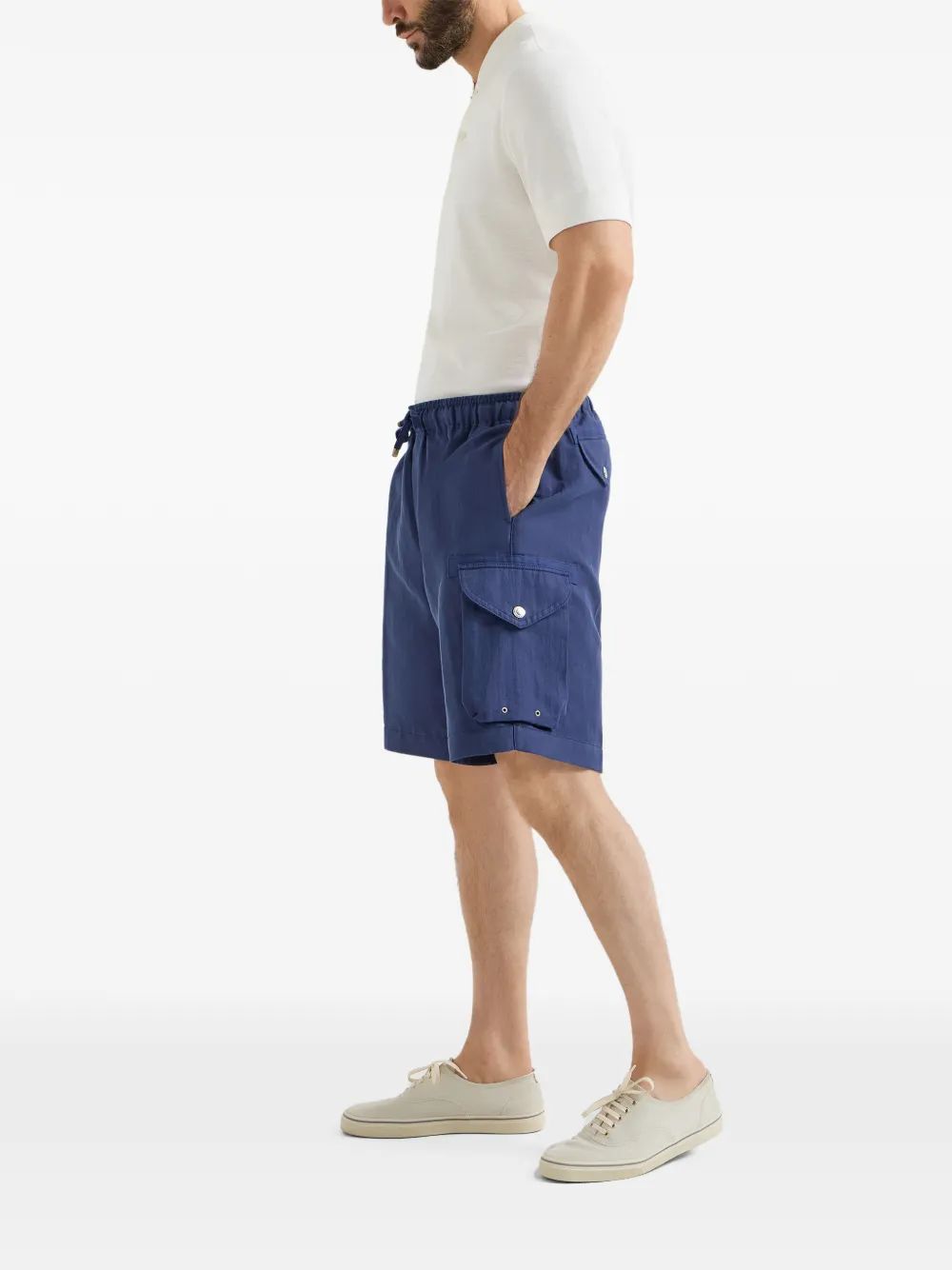  Brunello Cucinelli Drawstring-fastening Cargo-pockets Shorts - Blue 