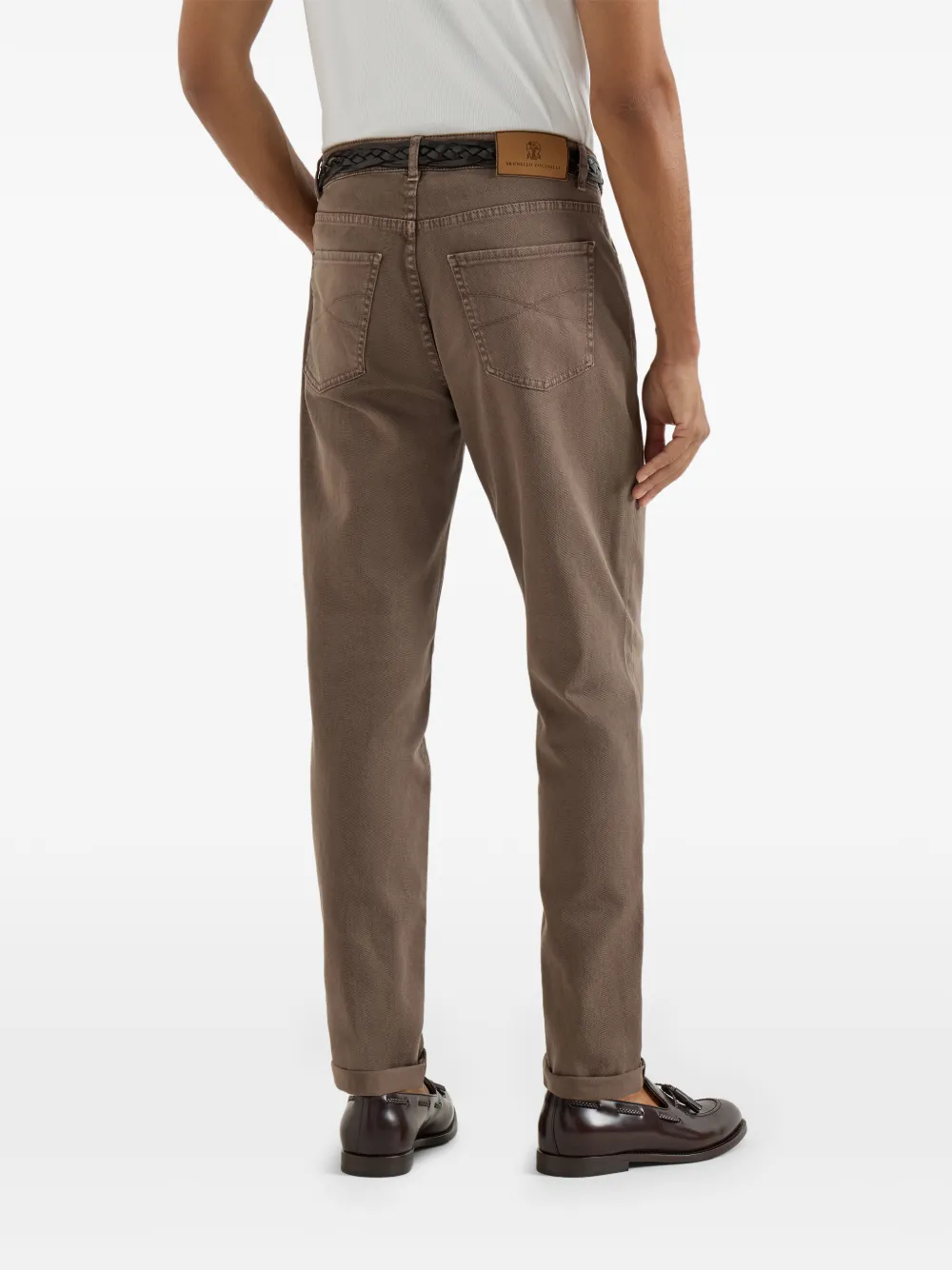 Brunello Cucinelli Broek met knoopsluiting en vijf zakken Bruin