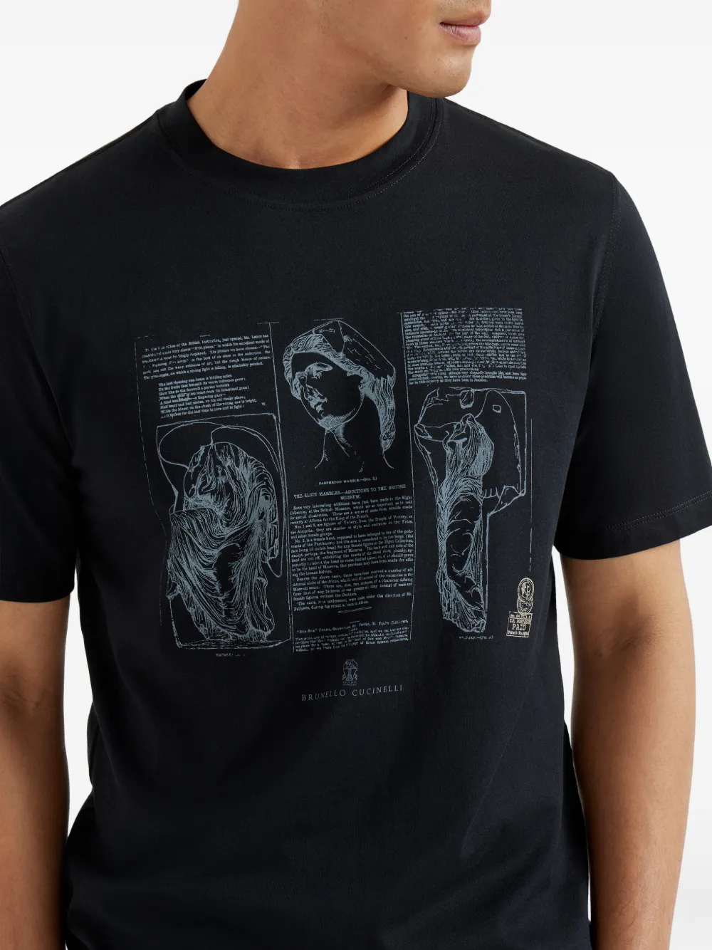Brunello Cucinelli T-shirt met print en ronde hals Zwart