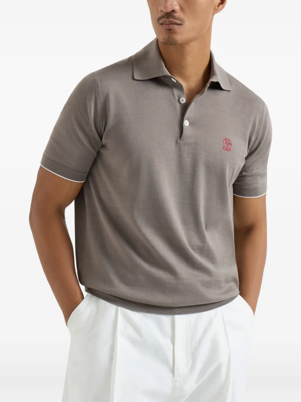  Brunello Cucinelli Logo-embroidered Polo Shirt - Grey 