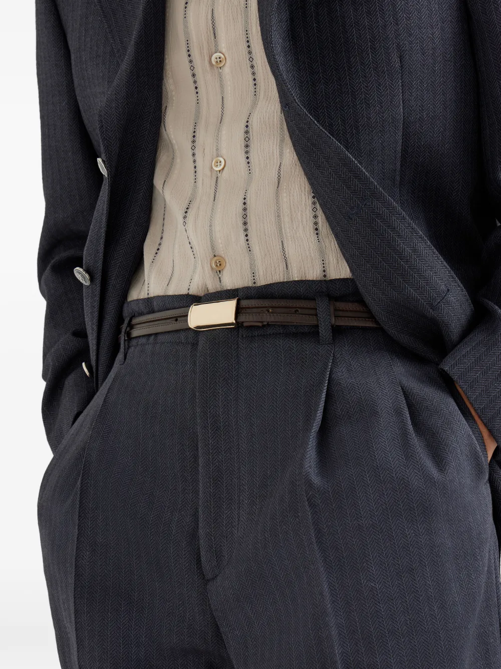 Box-Frame Calf Leather Belt
