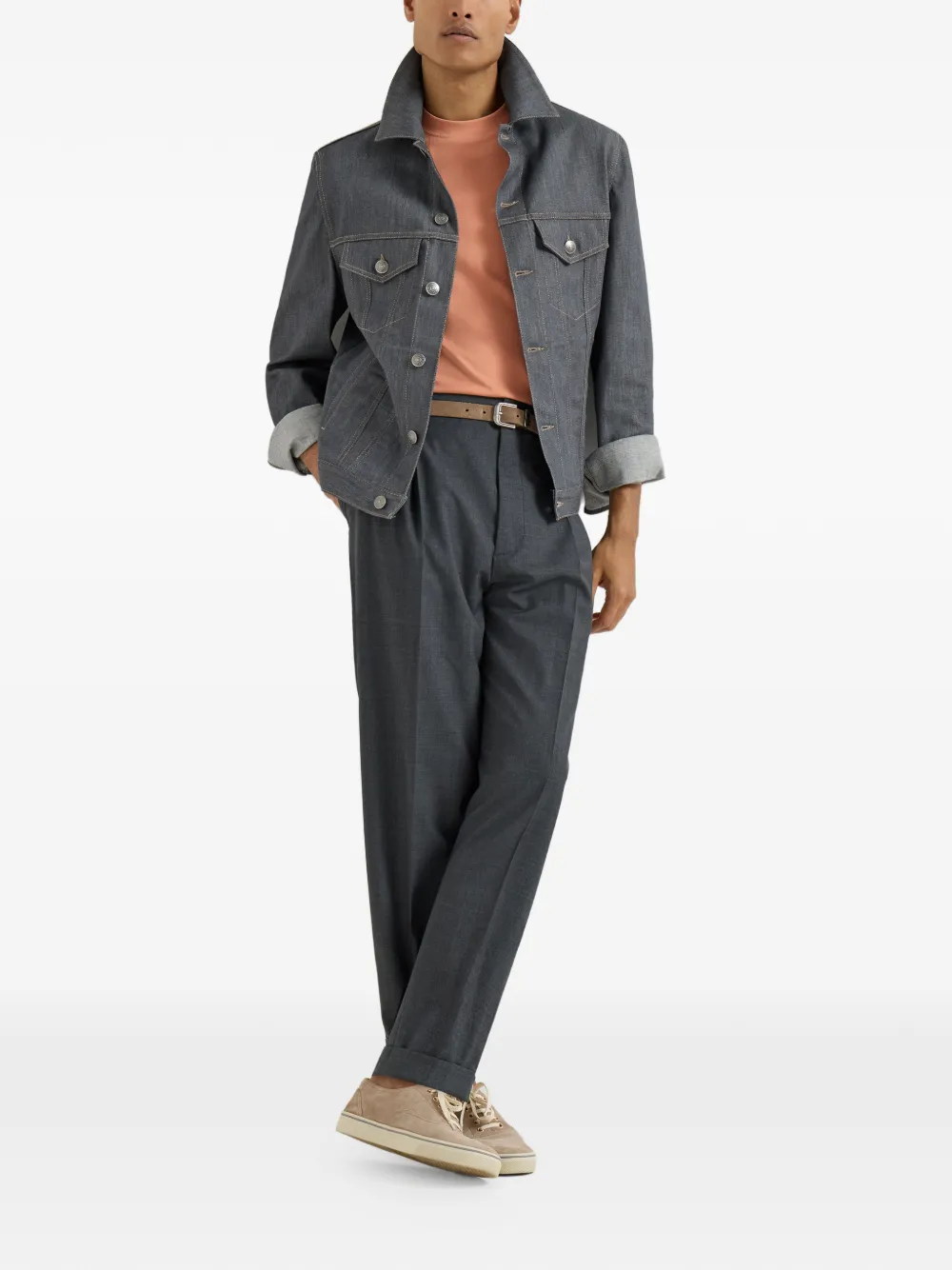 Brunello Cucinelli T-shirt met logodetail - Oranje