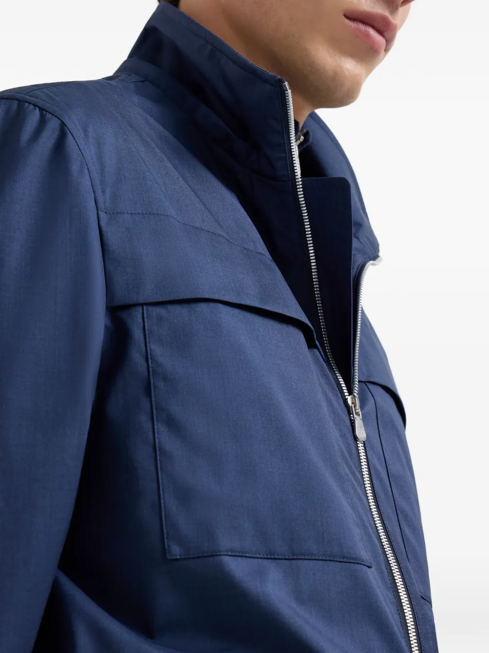Brunello Cucinelli Safari jack met afneembare capuchon Blauw