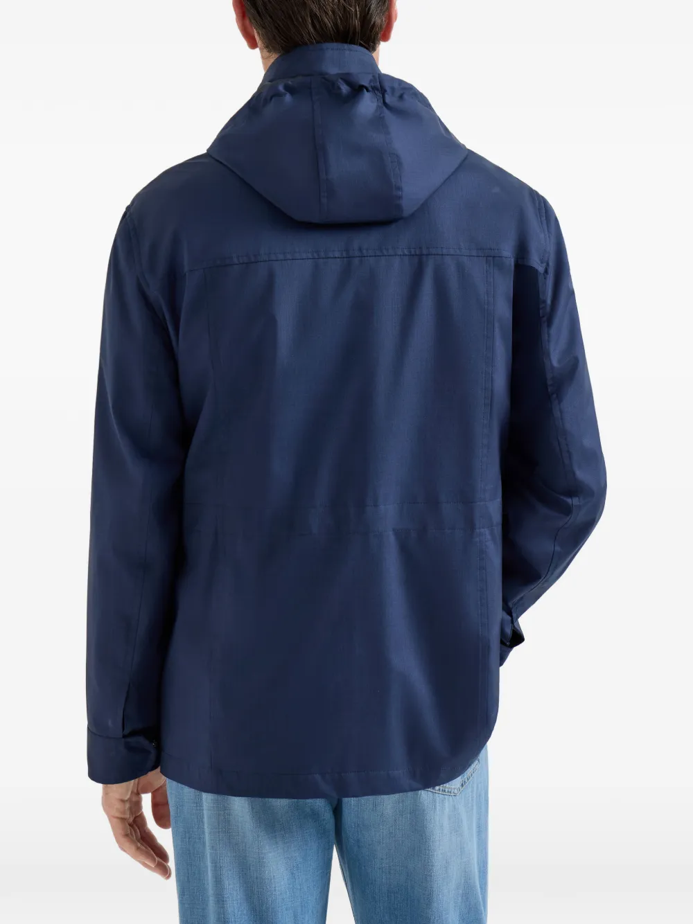 Brunello Cucinelli Safari jack met afneembare capuchon Blauw