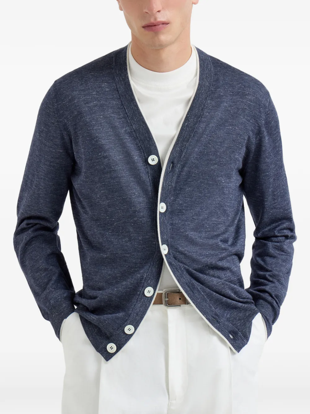 Brunello Cucinelli Button-fastening V-neck Cardigan - Blue 
