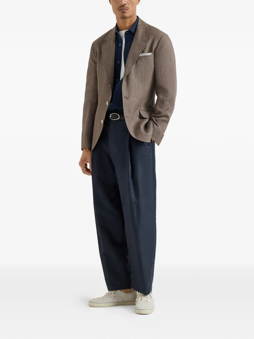 Brunello Cucinelli Ribgebreid overhemd - Blauw