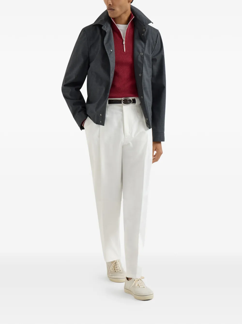 Brunello Cucinelli suéter tejido de canalé con medio cierre | Suéteres | Image 2