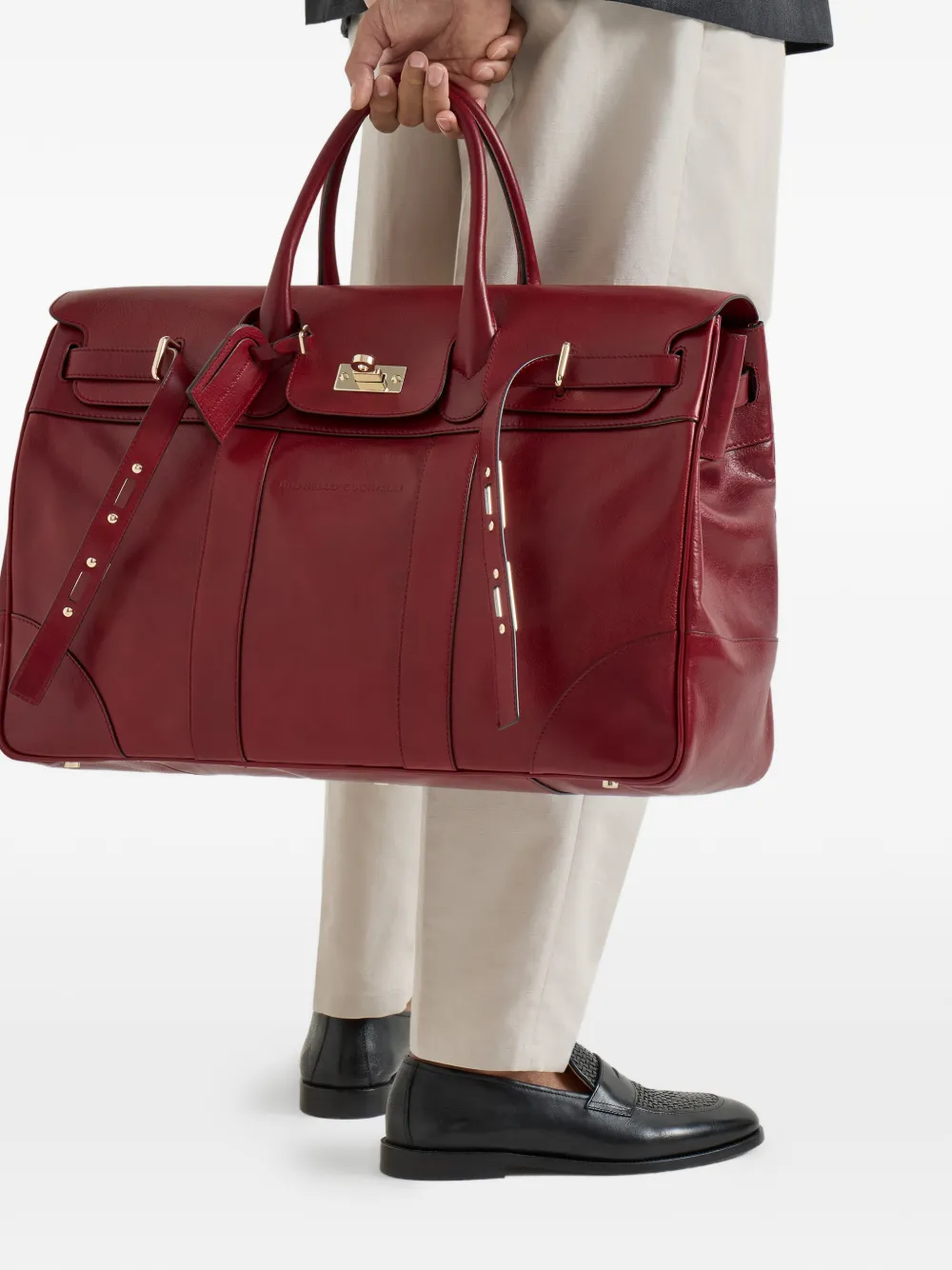 Brunello Cucinelli burnished finish leather holdalls bag | Image 2