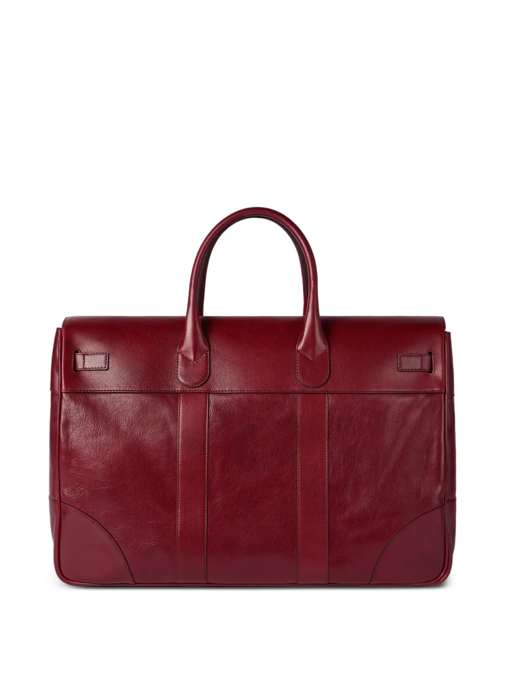  Brunello Cucinelli Burnished Finish Leather Holdalls Bag - Red 