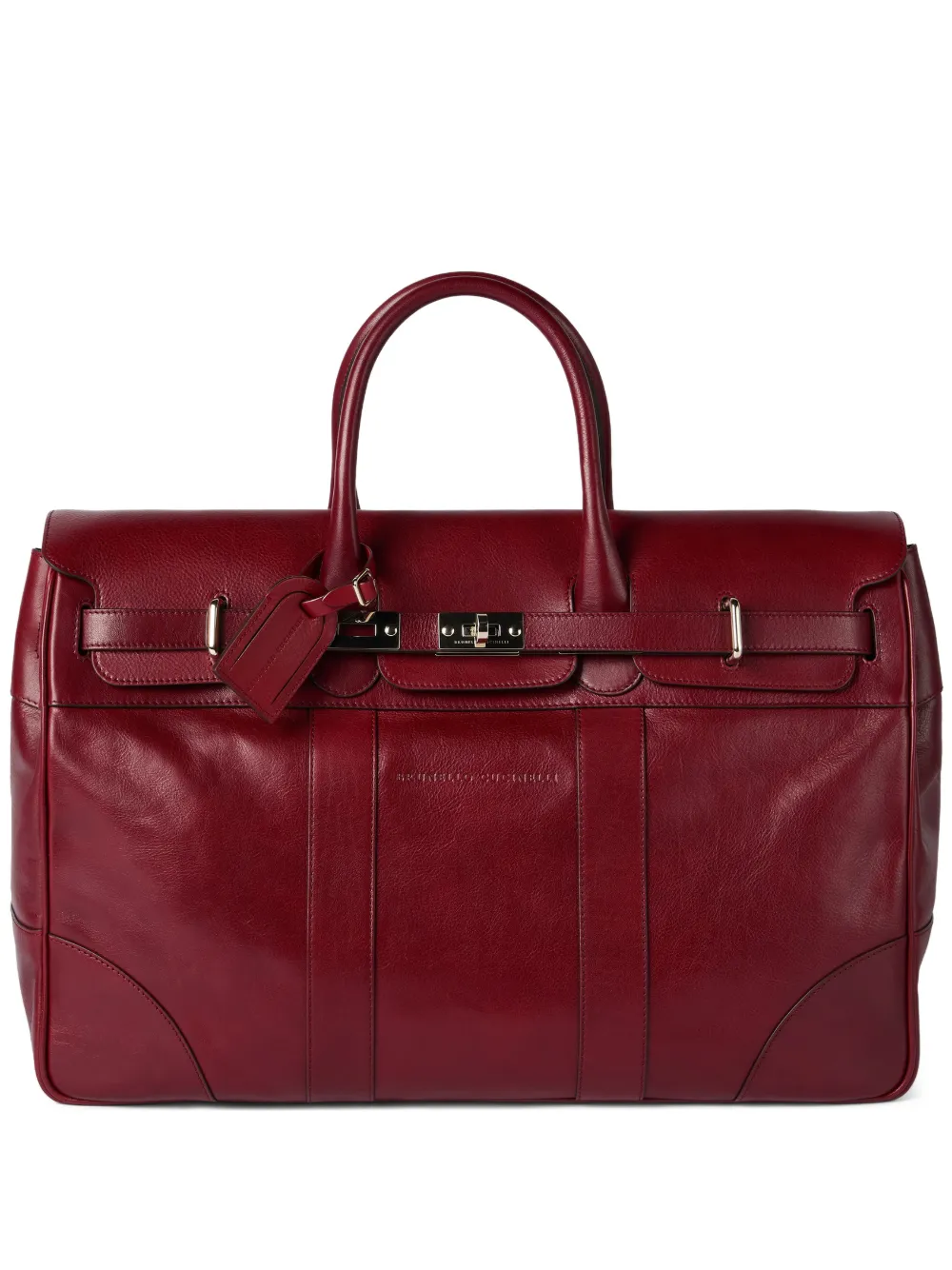 Brunello Cucinelli burnished finish leather holdalls bag | Red | Image 1