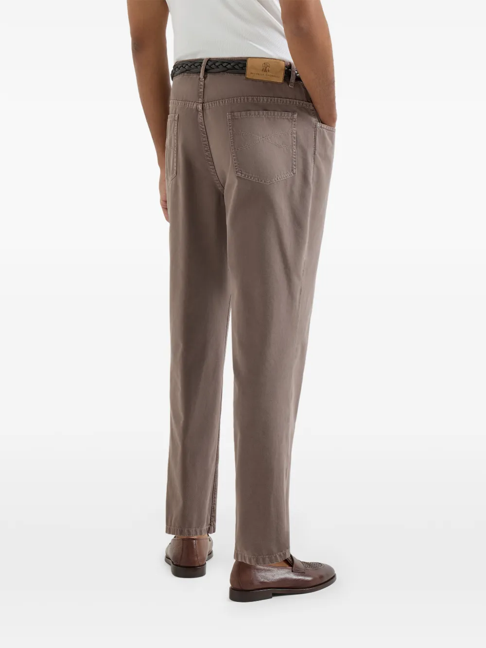 Brunello Cucinelli Broek met knoopsluiting en vijf zakken Bruin