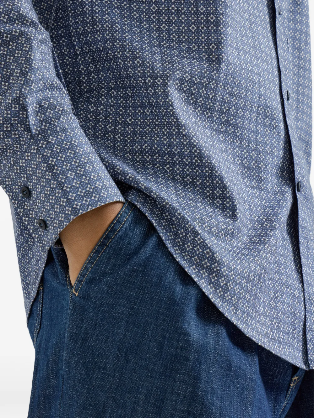Brunello Cucinelli Overhemd met bloemenprint en knopen Blauw