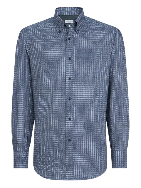 Brunello Cucinelli flower-print button-down collar shirt