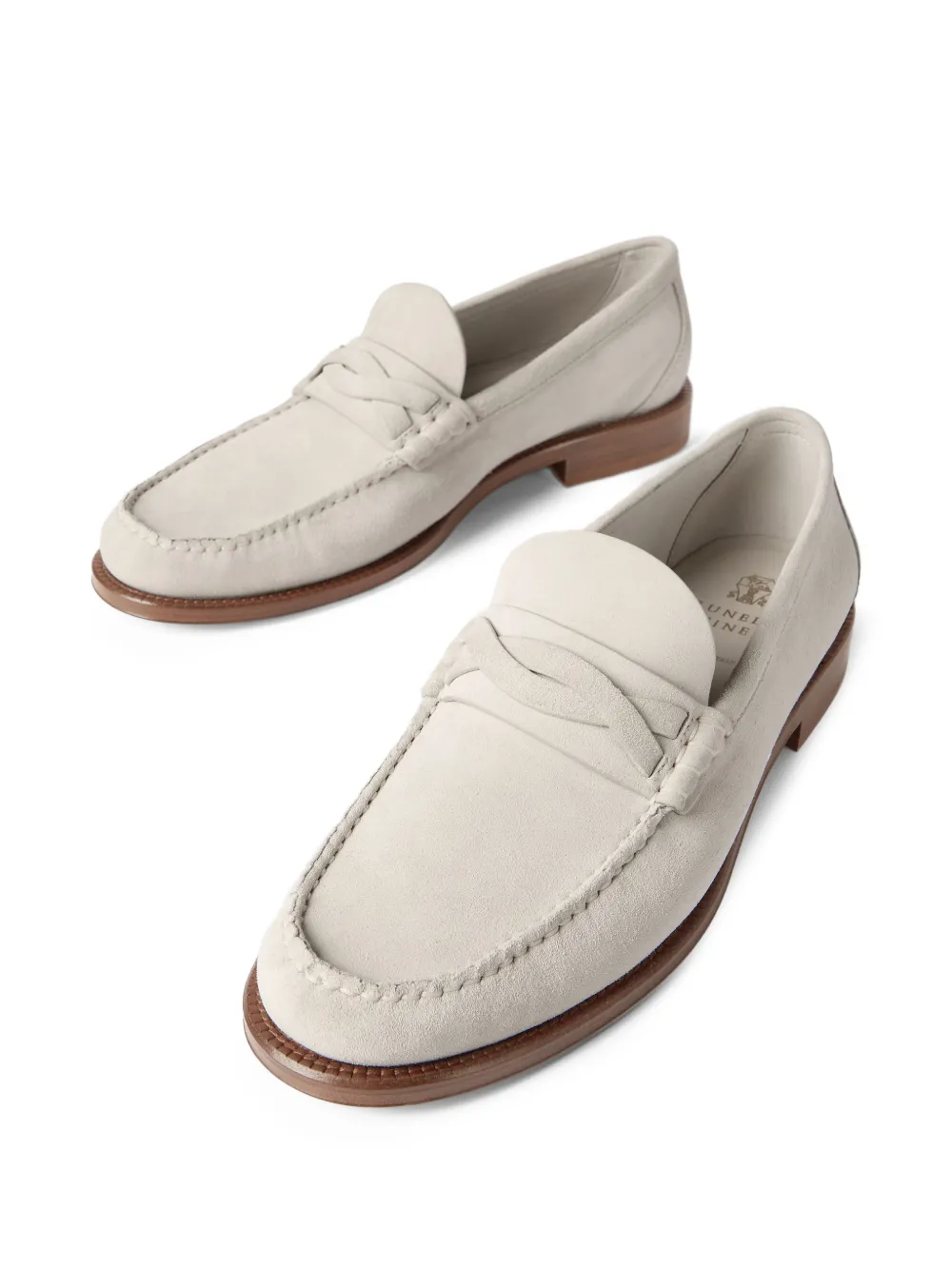 Brunello Cucinelli Loafers met suède detail Beige