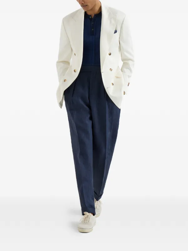 Brunello Cucinelli jacquard-textured rib-knit T-shirt | Blue