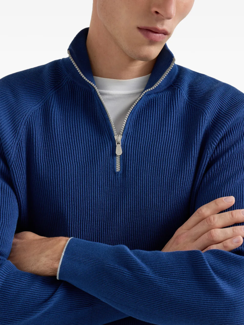 Brunello Cucinelli Katoenen trui met rits Blauw