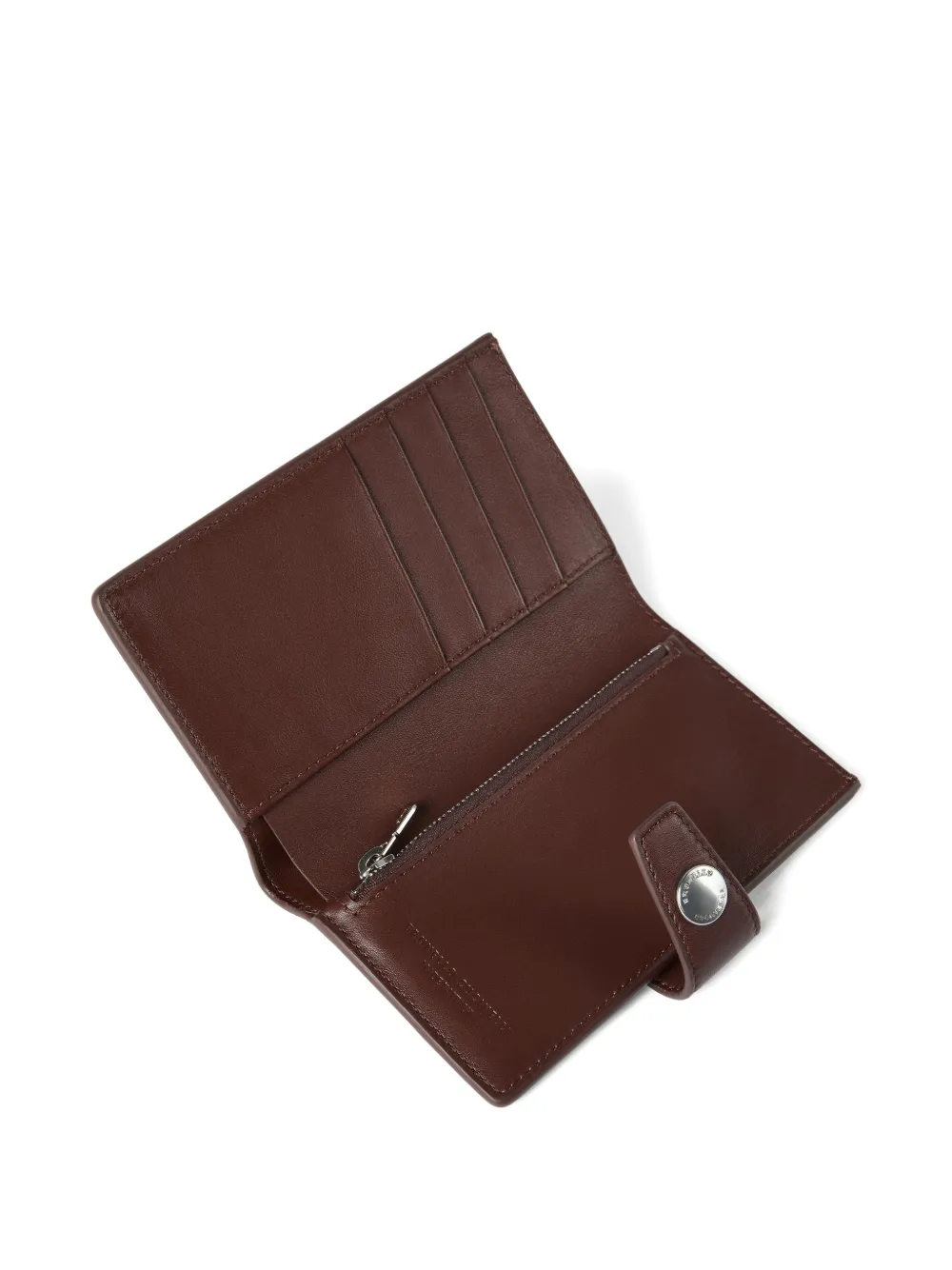  Brunello Cucinelli Cartera De Piel De Becerro Con Ranuras Para Tarjetas En El Interior Y Cremallera - Marrón 