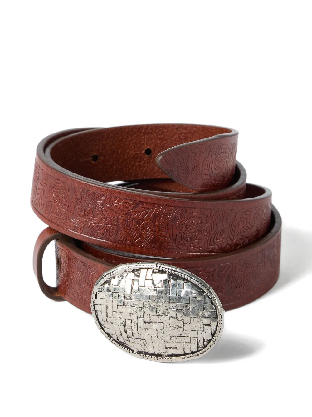Brunello Cucinelli leaf motif braided buckle belt | Image 2