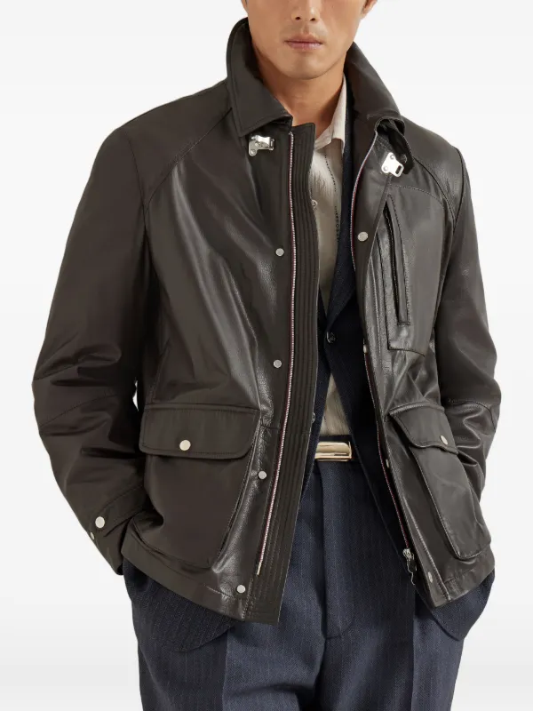 Brunello Cucinelli ポケット レザージャケット | ブラウン | FARFETCH JP