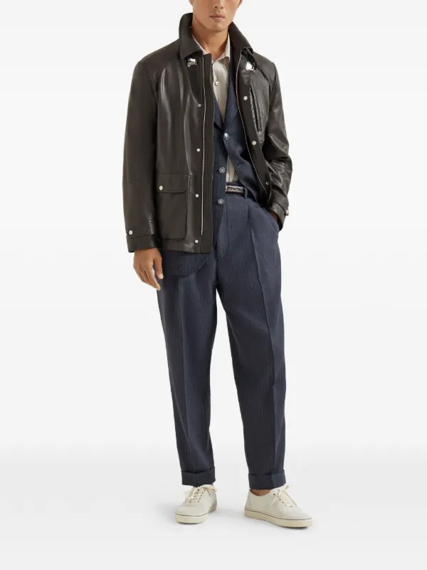 Brunello Cucinelli ポケット レザージャケット | ブラウン | FARFETCH JP