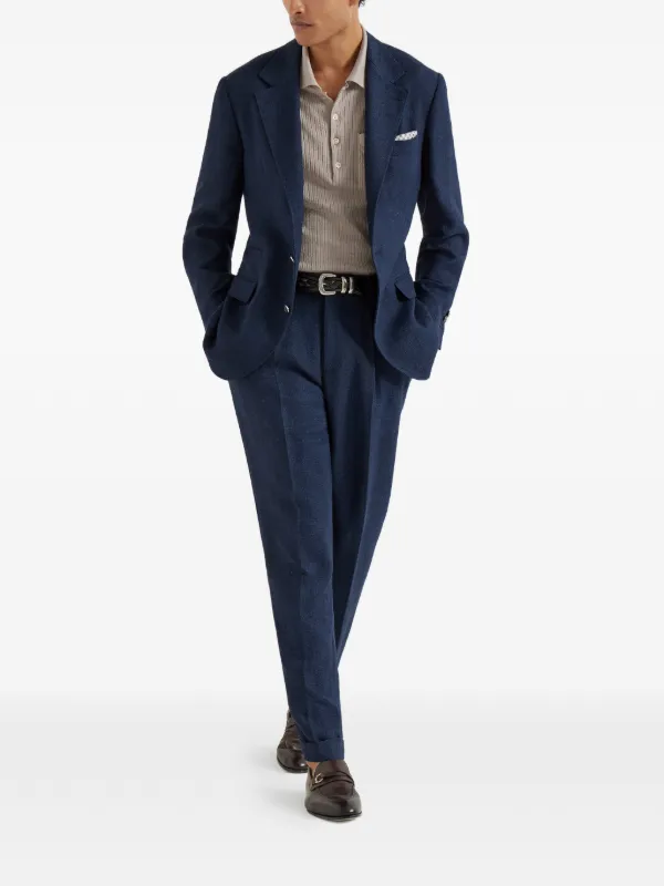 Brunello Cucinelli textured-rib chest-pocket button-fastening Polo