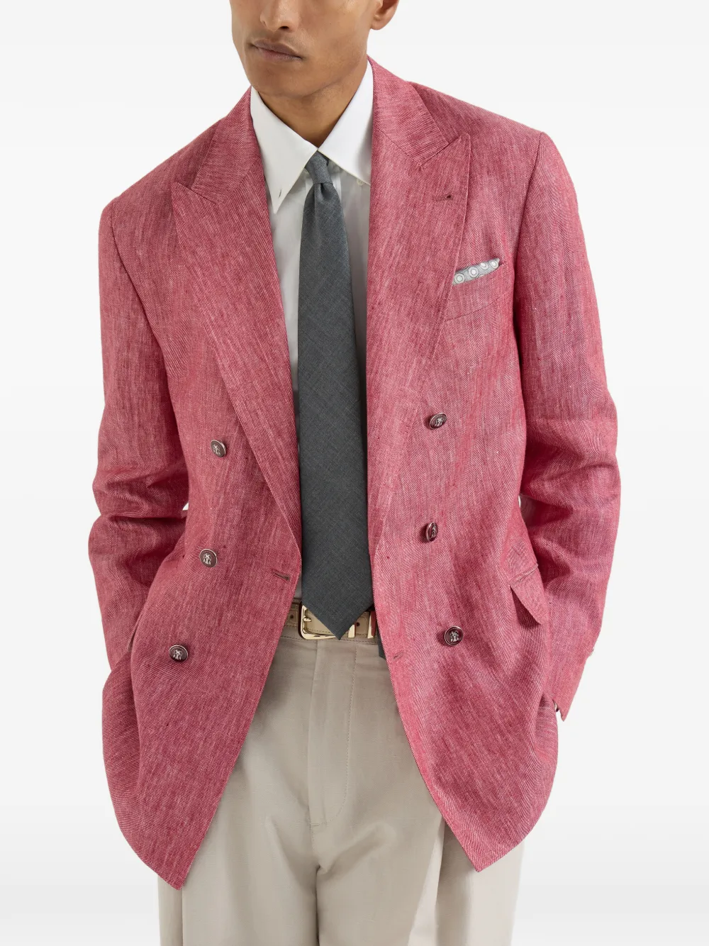 Flap Pockets Denim Buttons Blazer