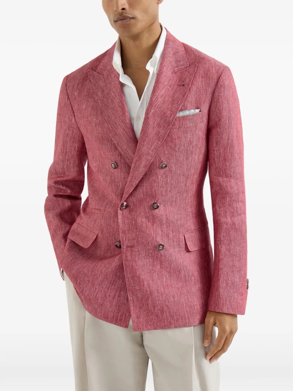 Flap Pockets Denim Buttons Blazer