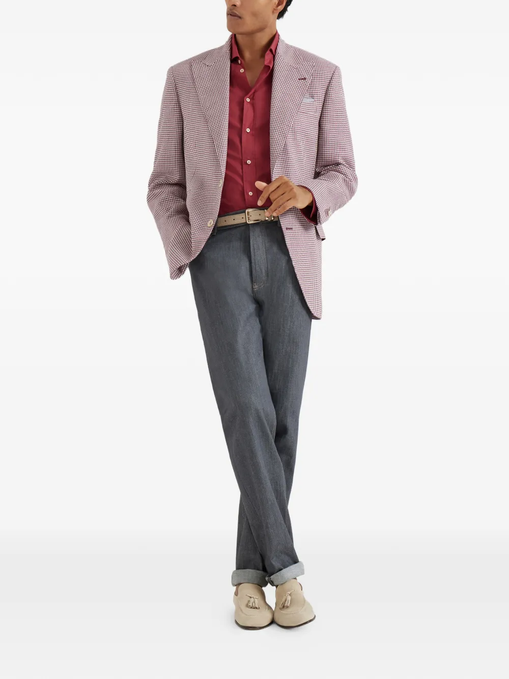 Brunello Cucinelli houndstooth peak lapels tailor blazer | Blazers | Image 2