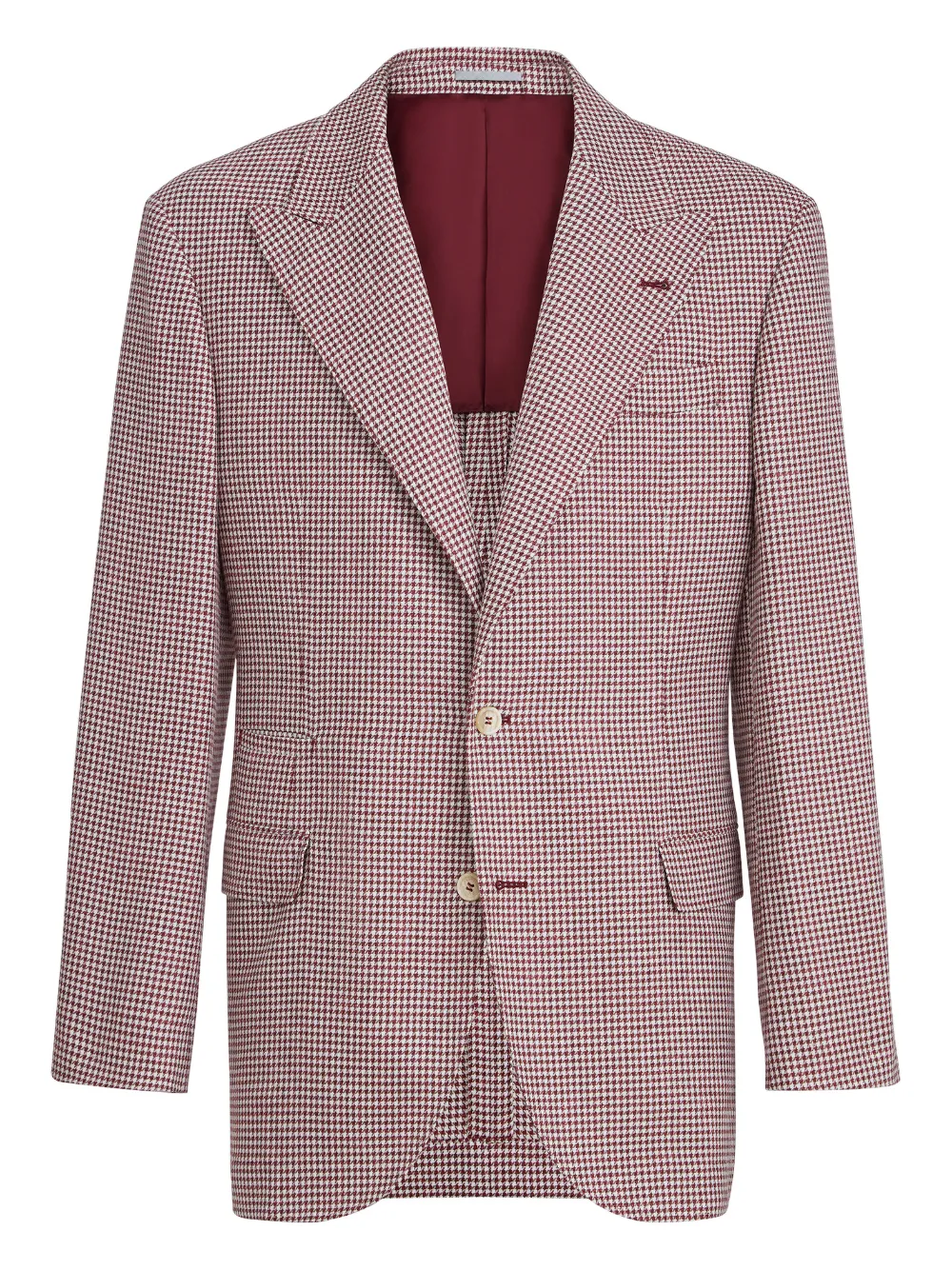 Brunello Cucinelli houndstooth peak lapels tailor blazer | Red | Image 1