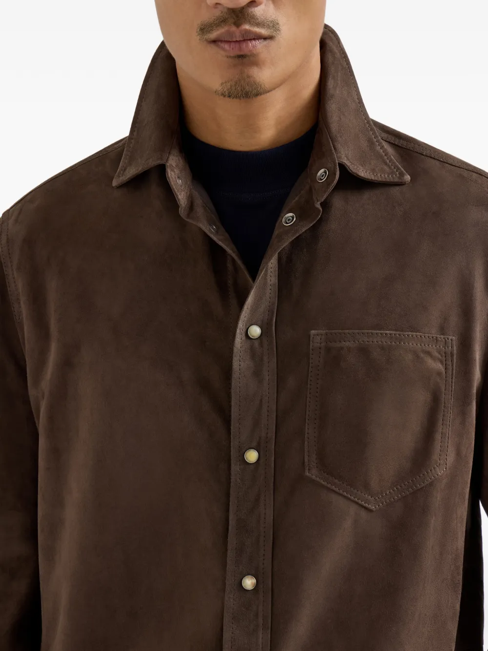 Brunello Cucinelli Suède shirtjack Bruin