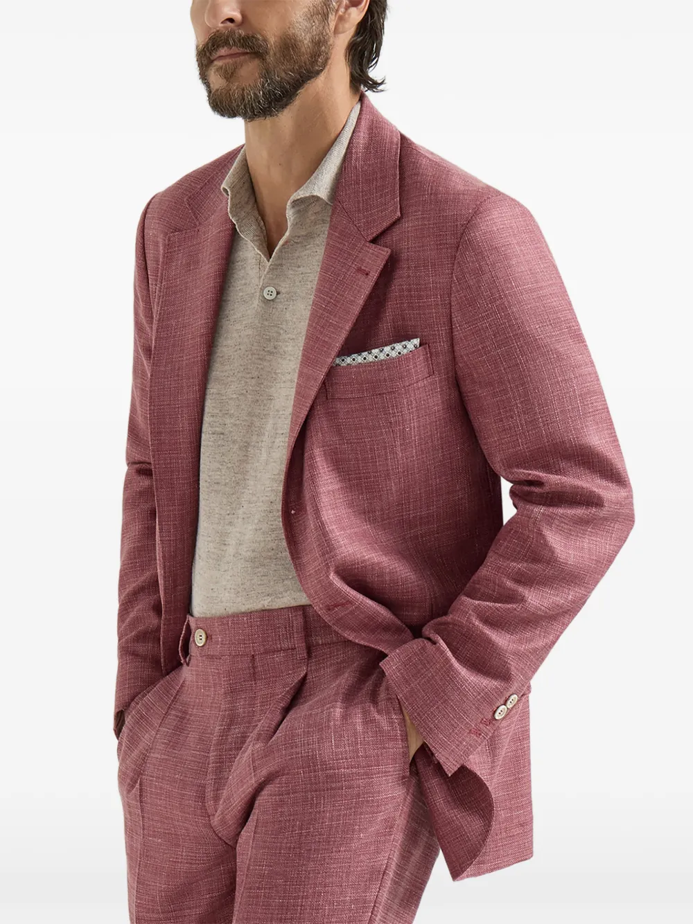 Brunello Cucinelli Blazer met enkele rij knopen Roze
