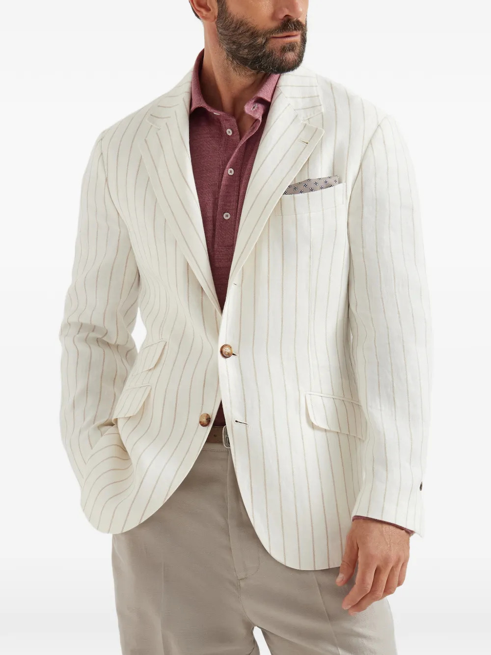 Brunello Cucinelli Gestreepte blazer Wit