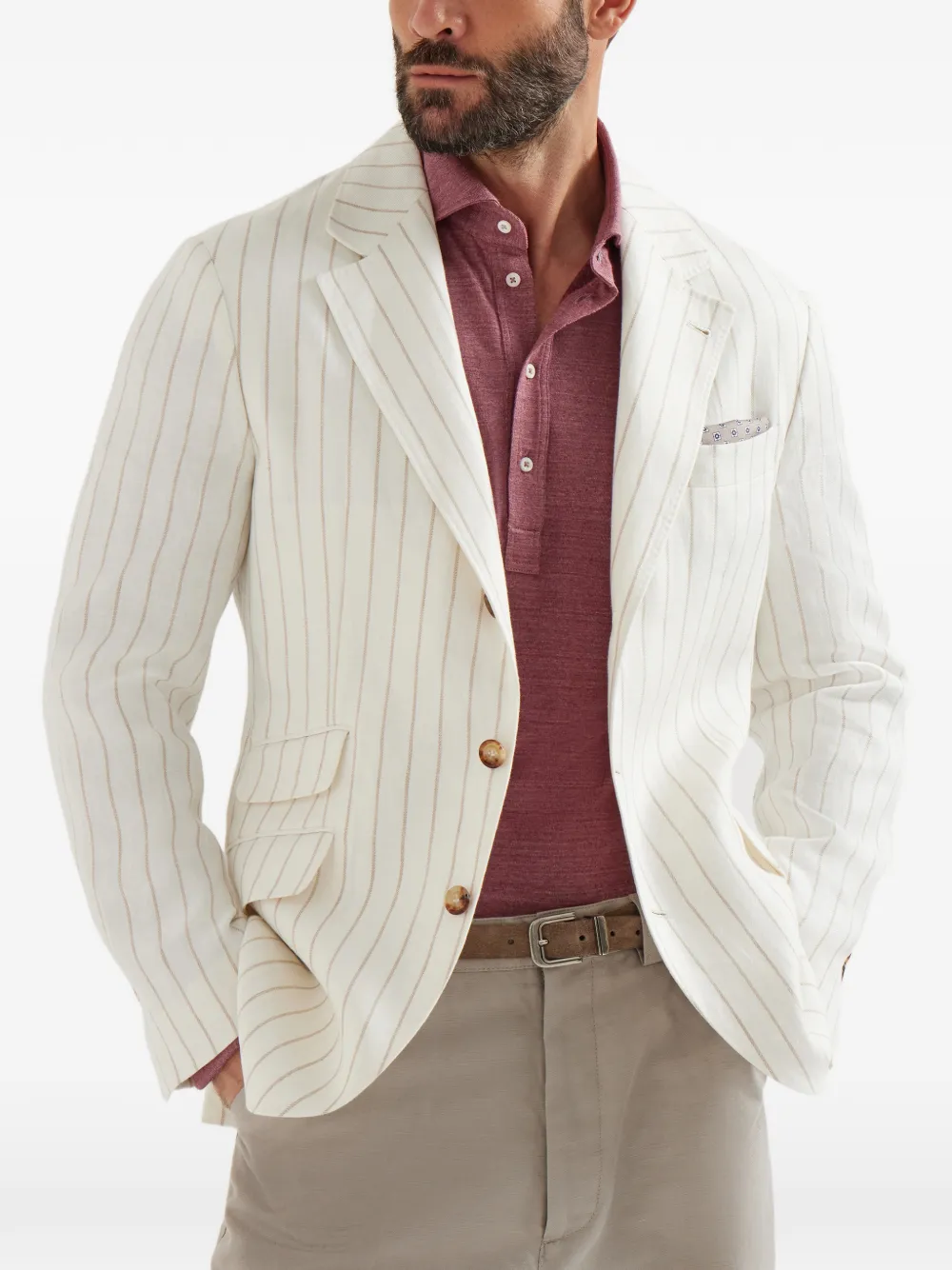 Brunello Cucinelli Striped Blazer - White 