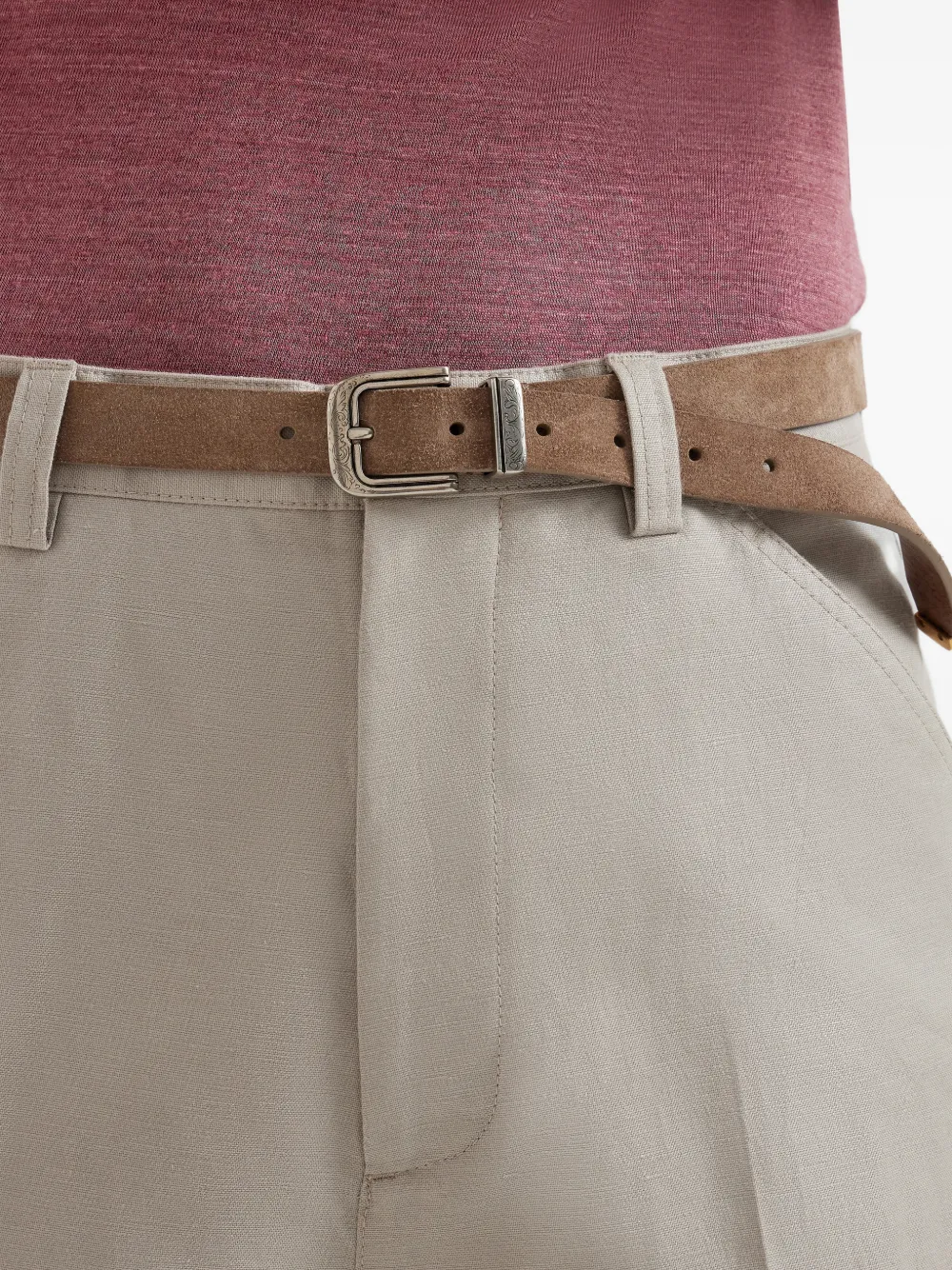  Brunello Cucinelli Reversed Leather Belt - Neutrals 