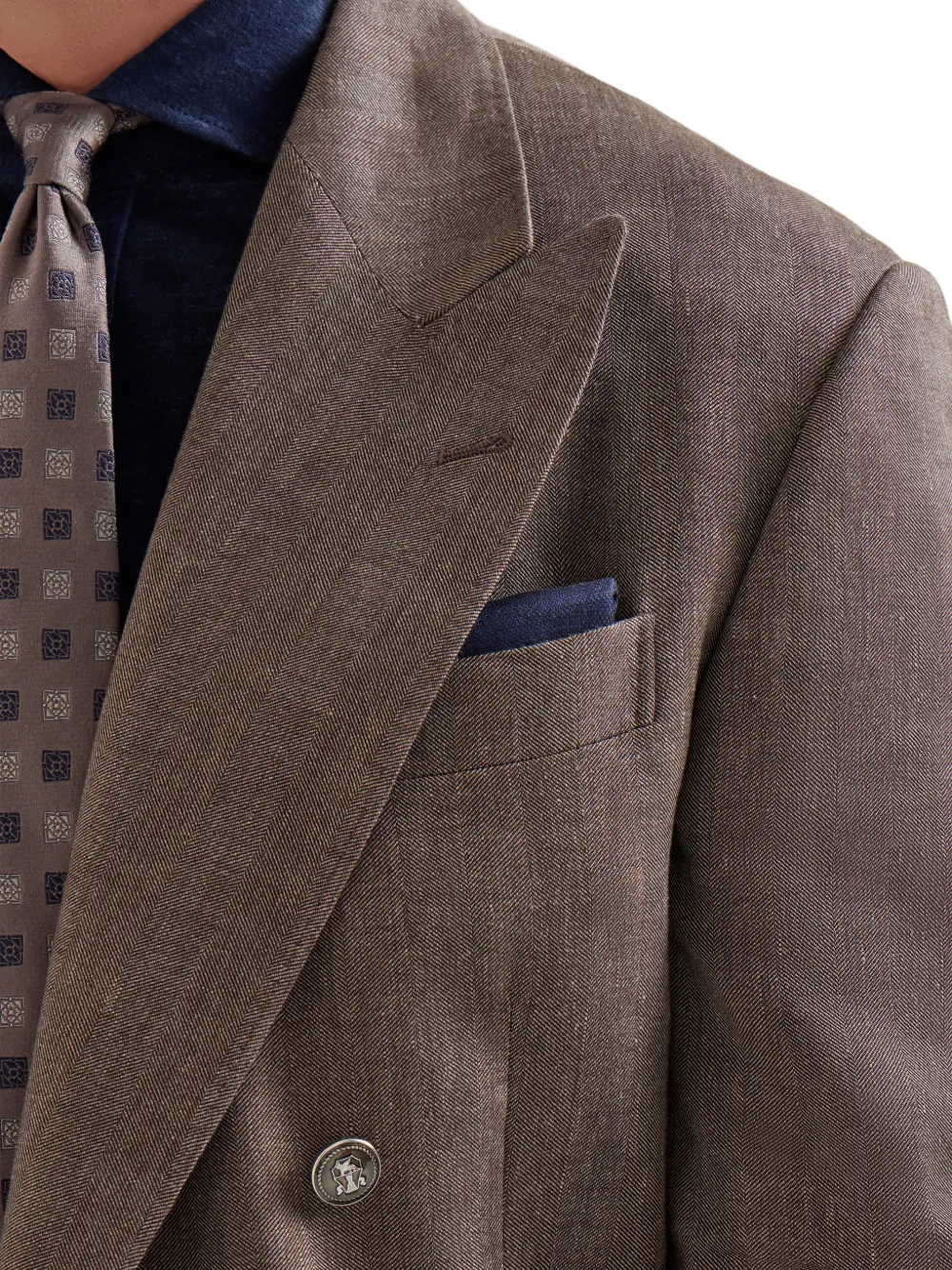 Brunello Cucinelli Striped-border Silk Pocket Square - Blue 