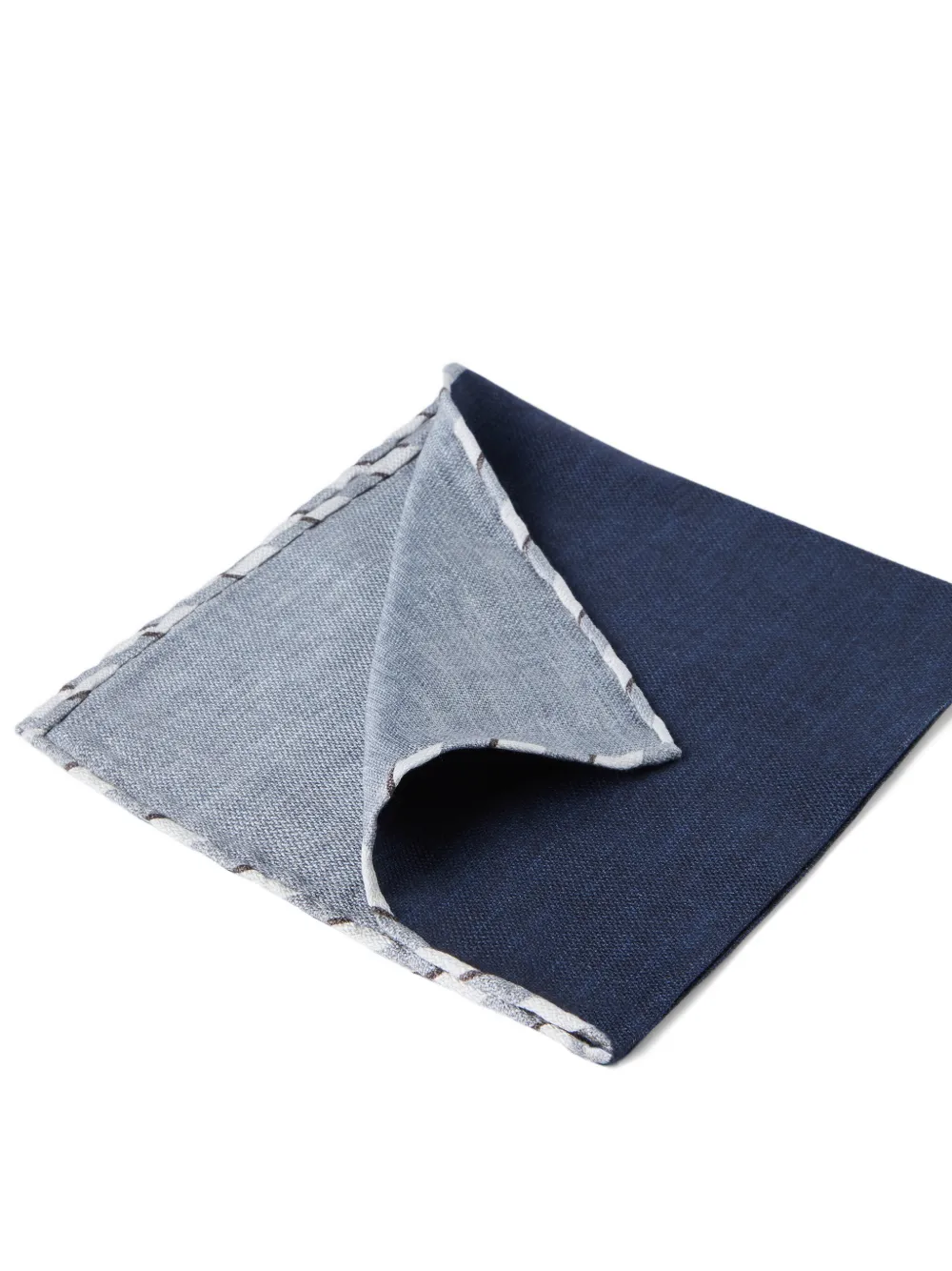 Brunello Cucinelli Zijden pochet met gestreepte afwerking - Blauw