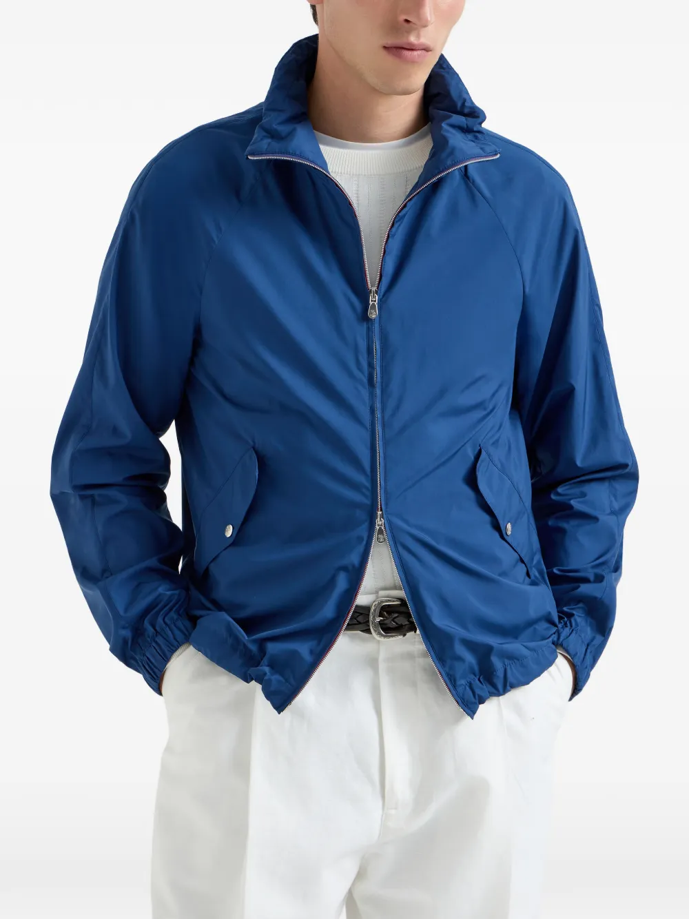  Brunello Cucinelli Welt Pockets Lightweight Jacket - Blue 