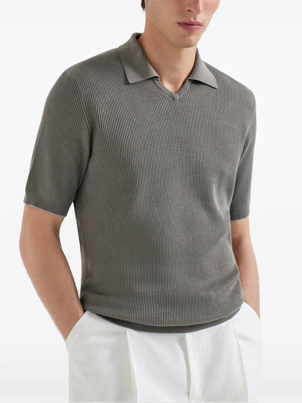 Brunello Cucinelli T-shirt met V-hals Grijs