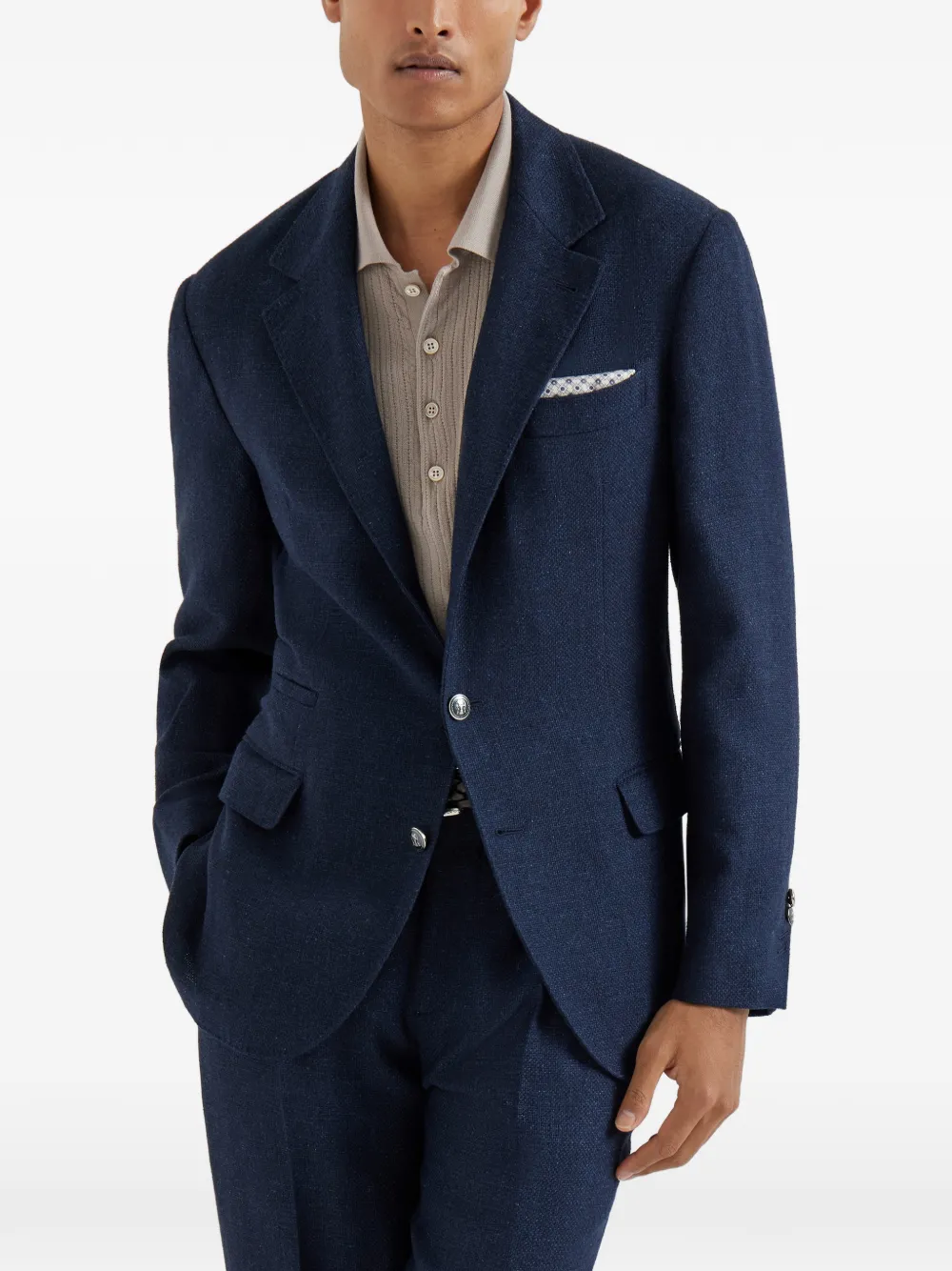  Brunello Cucinelli Notched-lapels Blazer - Blue 