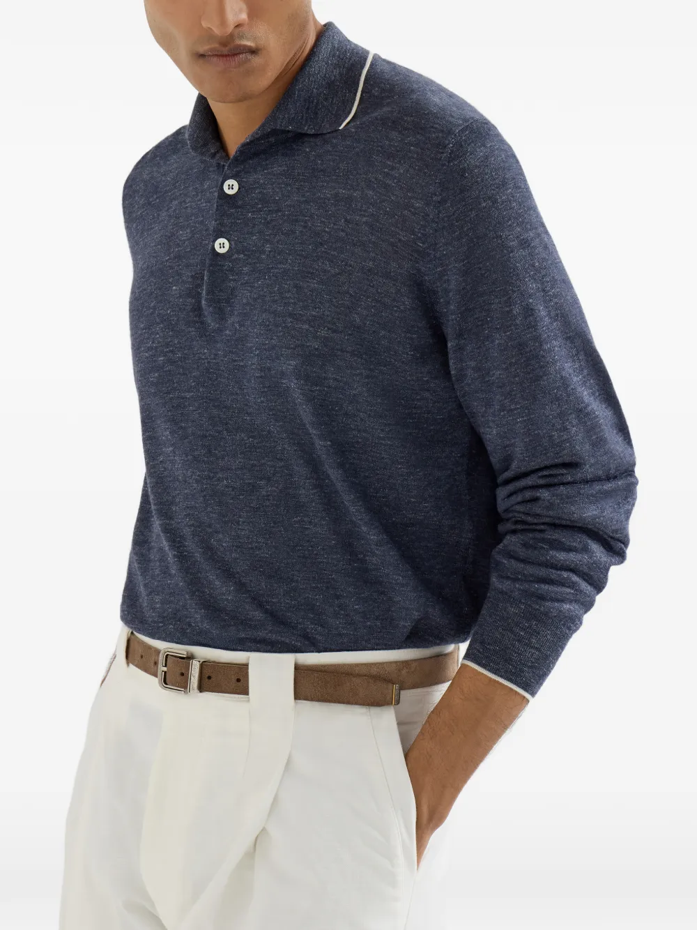 Brunello Cucinelli Poloshirt met knoopsluiting Blauw