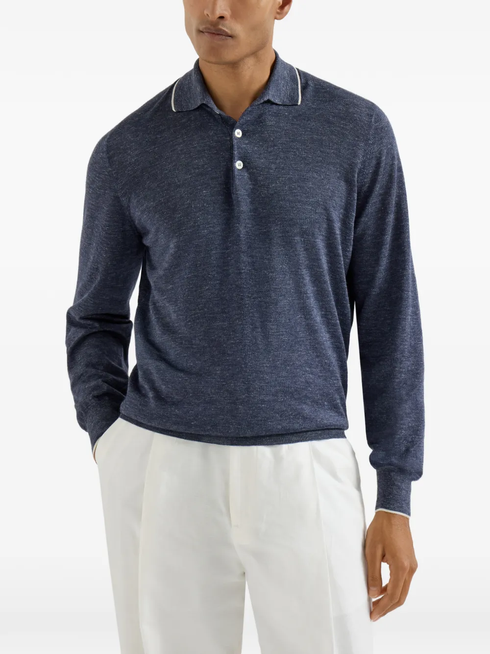Brunello Cucinelli Poloshirt met knoopsluiting Blauw