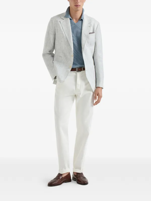 Brunello Cucinelli V-neck short-sleeve T-shirt | Blue | FARFETCH IN