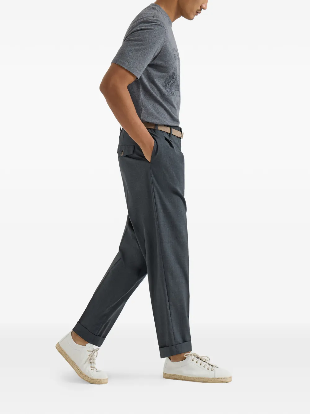 Brunello Cucinelli Broek met dubbele plooi Grijs